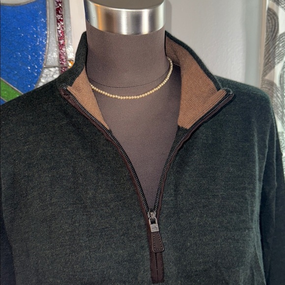 Orvis 100% Merino Wool Quarter Zip Sweater SZ Large - Picture 3 of 8